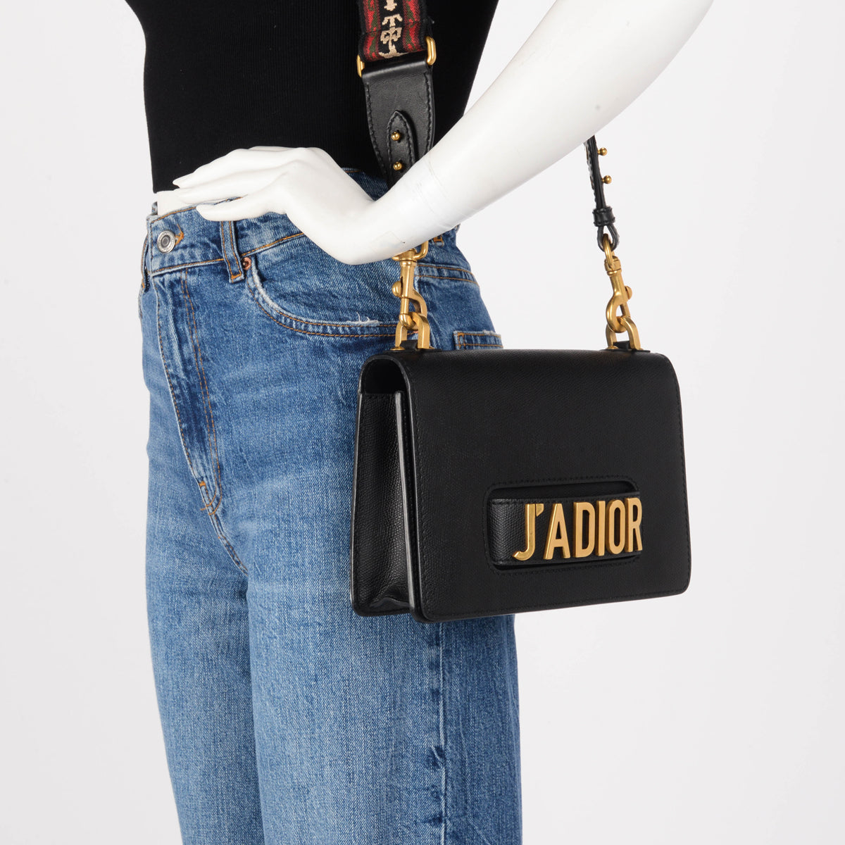 Grained Calfskin J'Adior Flap Bag + Bohemian Strap