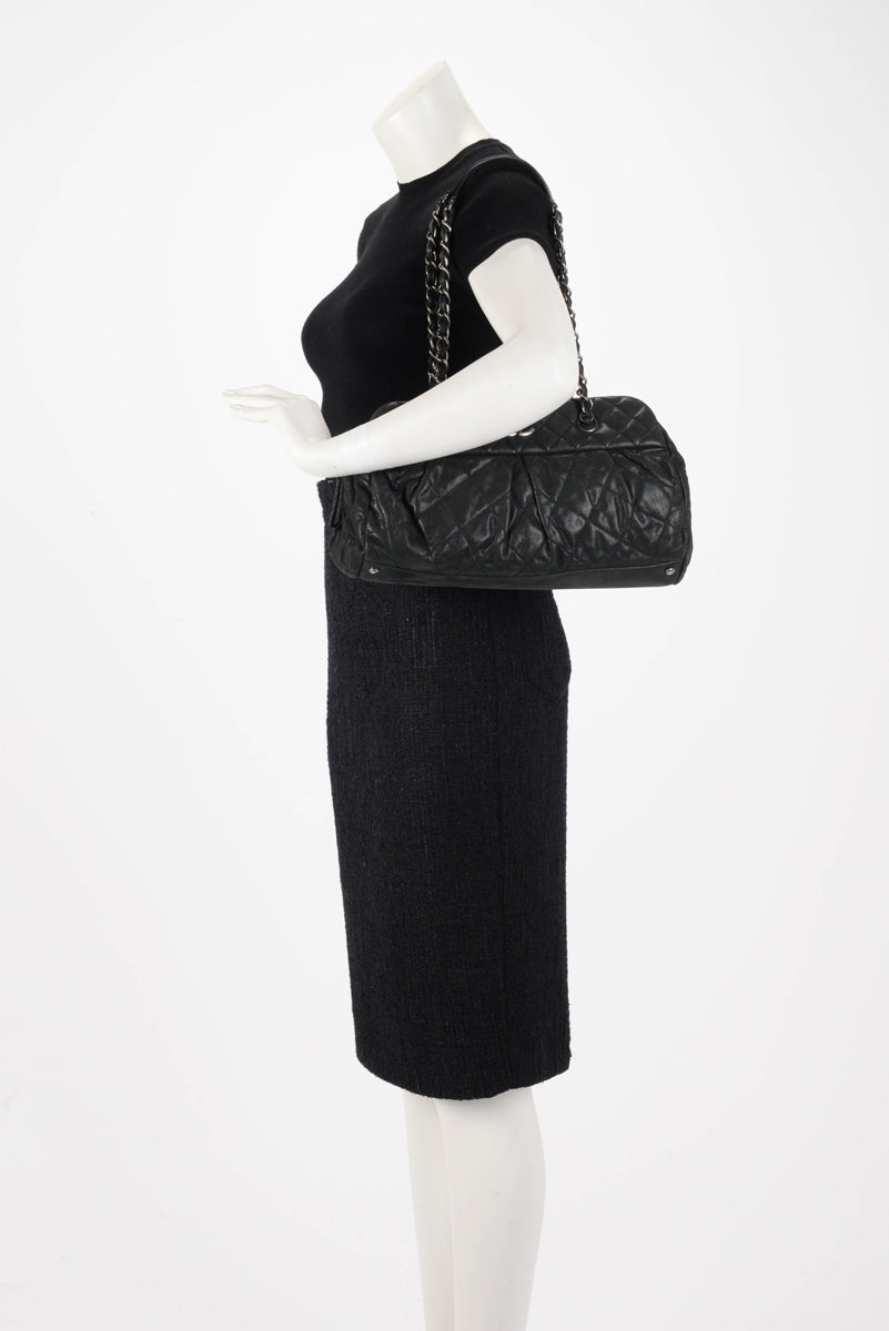 Iridescent Calfskin Chic Quilt Bowling Bag