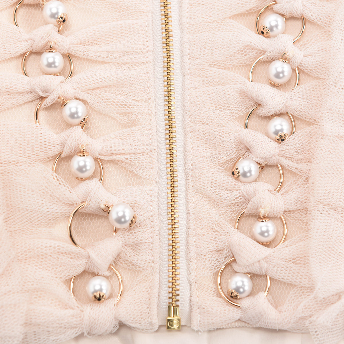 Tulle Rhythmic Chain Pearl Top